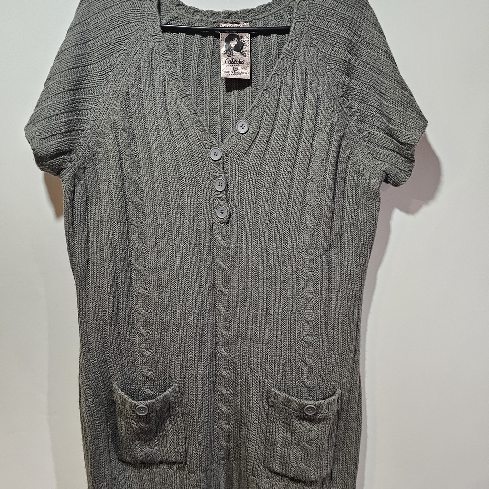 Collection B Charcoal Cable Knit Cardigan